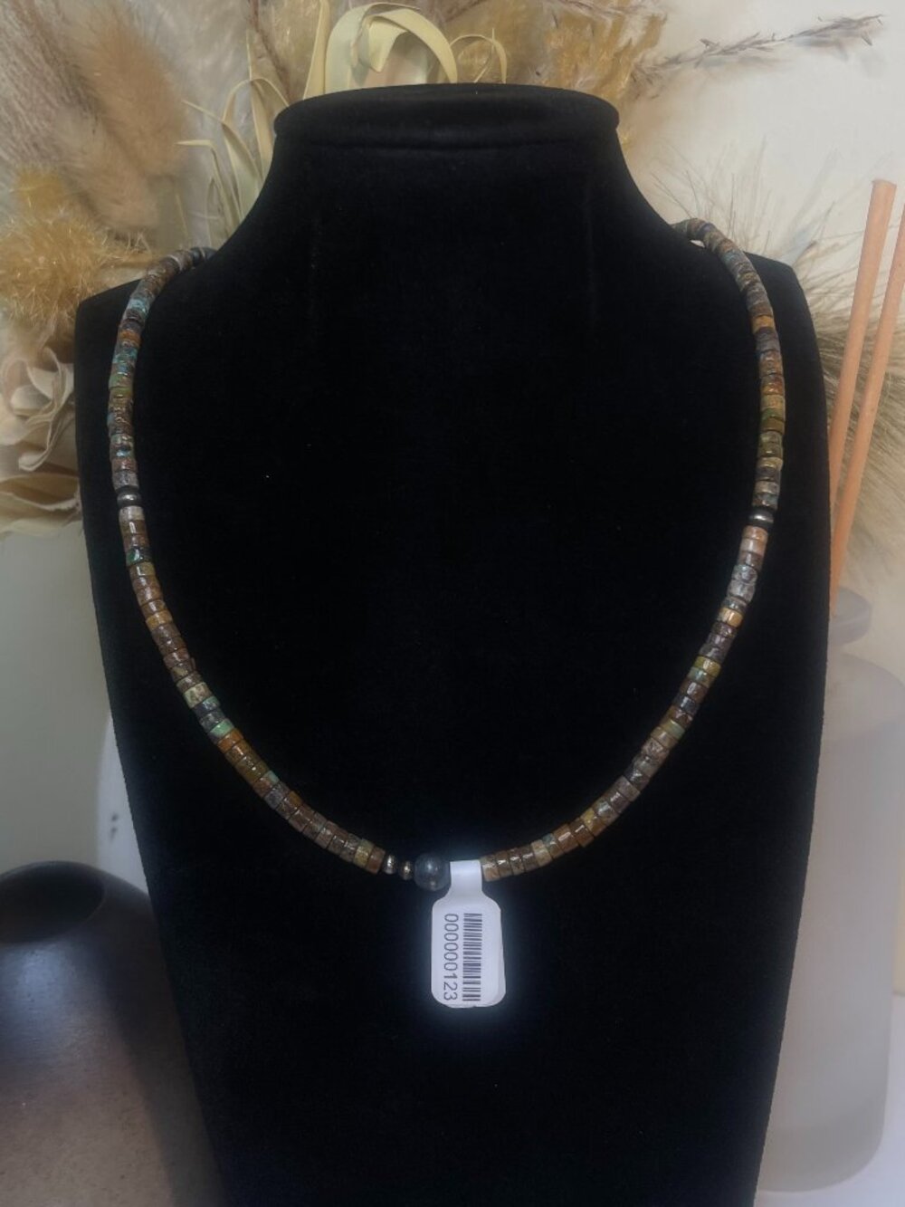 Natural Hubei Turquoise Heshi Necklace 16” Southwestern Artisan 925 Sterling